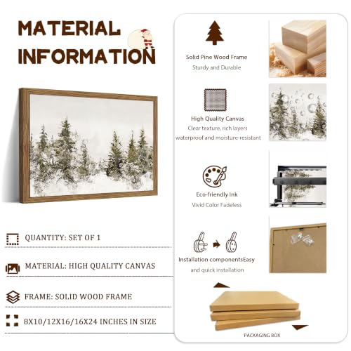 Zeredi Vintage Christmas Forest Canvas Wall Art 16x24 in - Framed Landscape