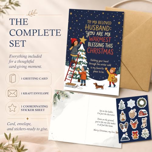 AIROW Silver Christmas Card Gift for Husband – Holiday Greeting Note Card