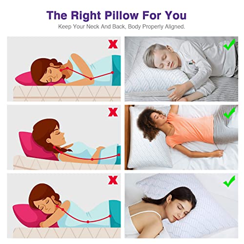 WISHSMILE Adjustable Cooling Shredded Memory Foam Pillows, Queen Set of 2