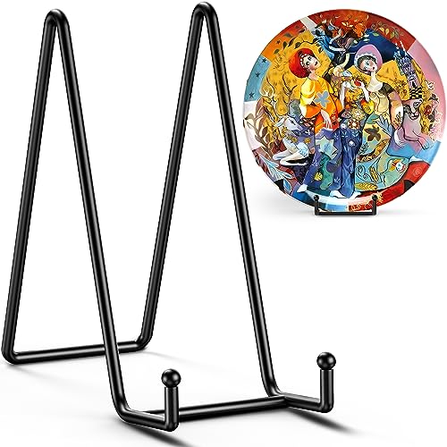 10 Inch Large Metal Plate Stands for Display - 4 Pack Matte Black Easels