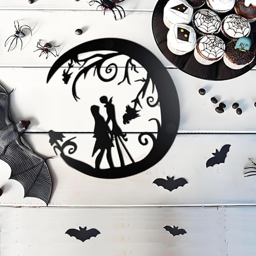 Halloween Christmas Metal Wall Art - Nightmare Theme Wall Decor, 11 Inch