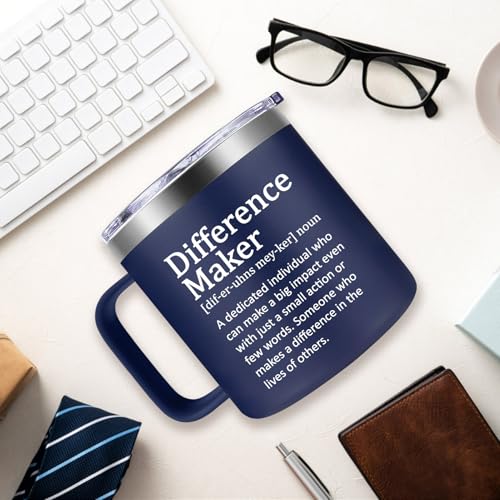 Fufendio Difference Maker Navy Blue 14oz Thank You Mug for Men - Employee & Teacher Gifts
