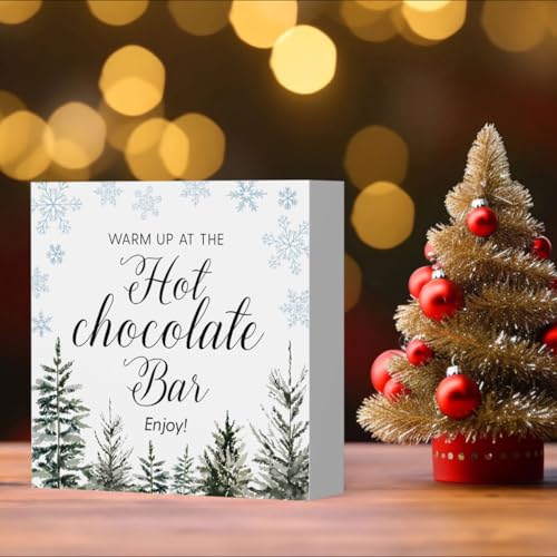 iRudyard Hot Chocolate Wooden Sign Decor for Christmas & Holiday Gifts 5x5 Inch HotChocolate1