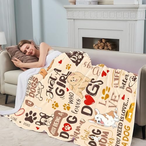 Dog Lovers Gifts for Women – Just A Girl Who Loves Dogs Throw Blanket 50x60 (AJIIUSV) – Perfect Dog Mom Gift