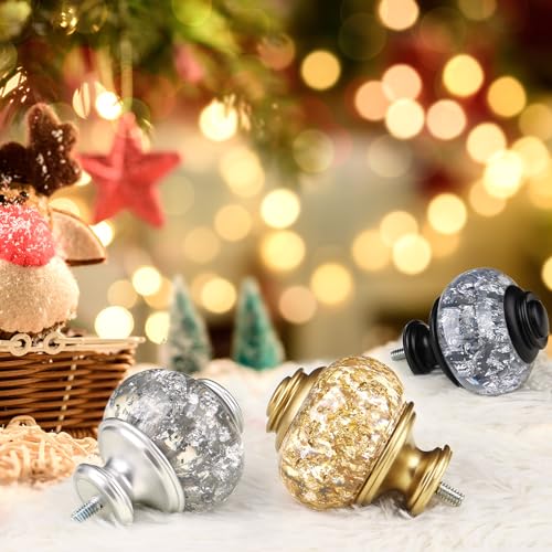 Adjustable Silver Curtain Rod with Crystal Finials, 32 to 58 Inch