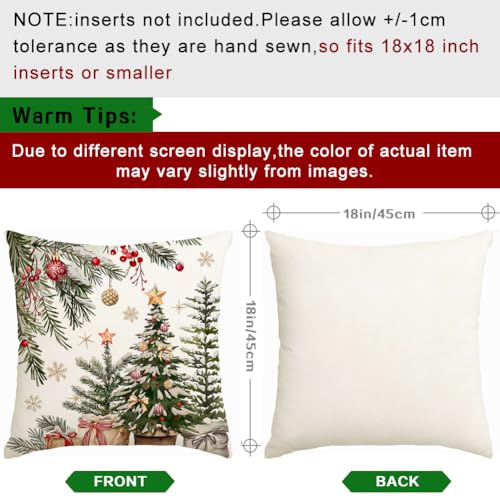 RABUSOFA 18 x 18 Christmas Pillow Cover Snowflake Tree — Multicolor