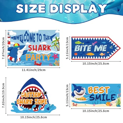 20 Pcs Shark Party Directional Signs - Under the Sea Birthday Decorations