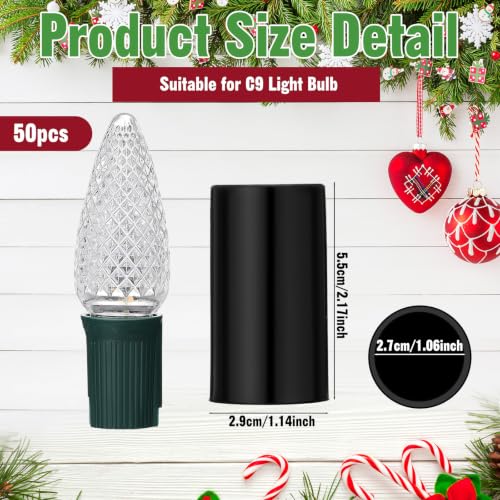 Cinnvoice 50 Pcs No Glow C9 Christmas Bulb Light Caps for String Lights