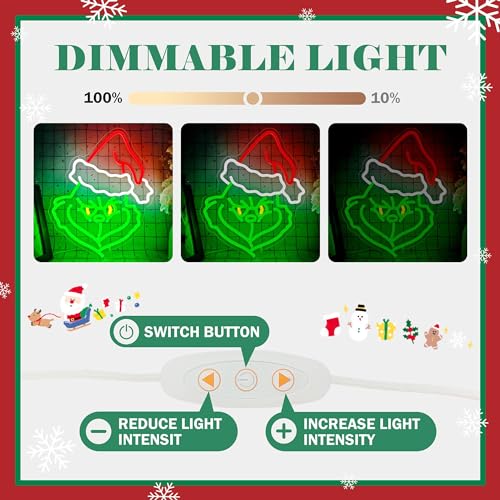 JanHune Christmas Cartoon Neon Sign - Dimmable LED Wall Light for Holiday Decor