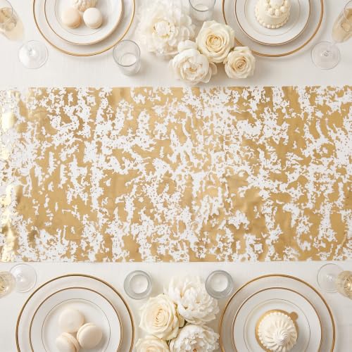 Veridra Gold Table Runner 32ft Sequin Glitter Foil Mesh - Gold / 32ft