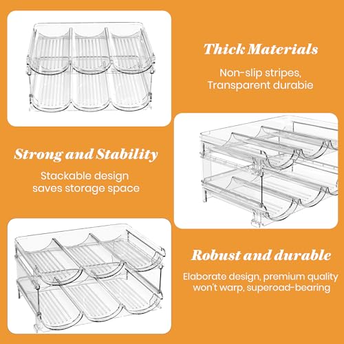 2-Tier Stackable Wine Rack and Water Bottle Organizer for Refrigerator