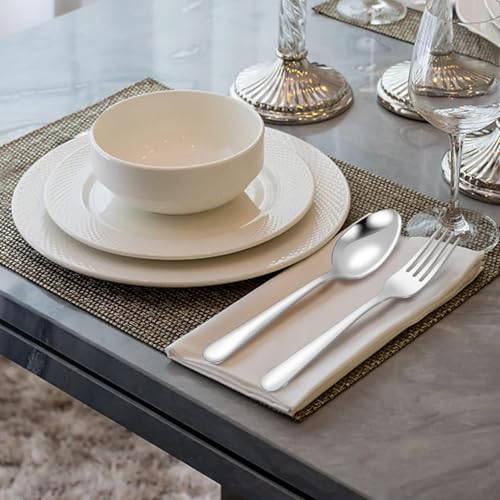 24-Piece Stainless Steel Silverware Set: 12 Dinner Forks and 12 Spoons