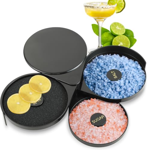 3-Tier Cocktail Glass Rimmer Set with Lime Juicing Sponge - Bar Tool for Salt & Sugar