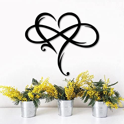 Infinity Heart Metal Wall Art, 15.7-inch Black Steel Love Sign for Home Decor