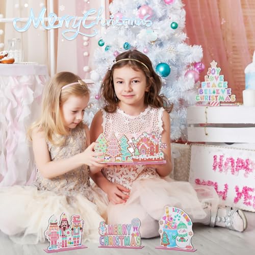 Weysat Christmas Style Pastel Candy Wooden Centerpiece Set - Holiday Decor