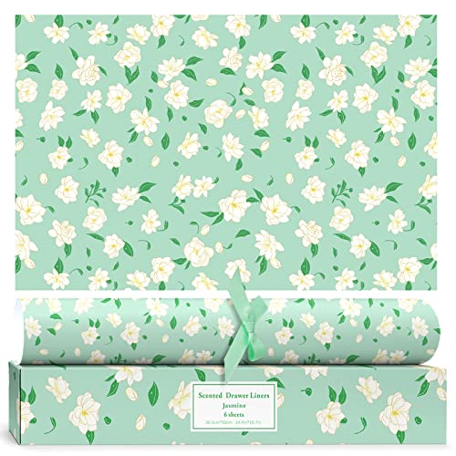 Jasmine Scented Drawer Liners - 6 Non-Adhesive Sheets for Closet & Dresser