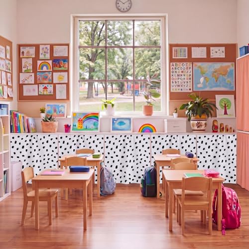 6 Pcs Self-Adhesive Classroom Cabinet Curtains 24 x 24 Inches, Dots Pattern