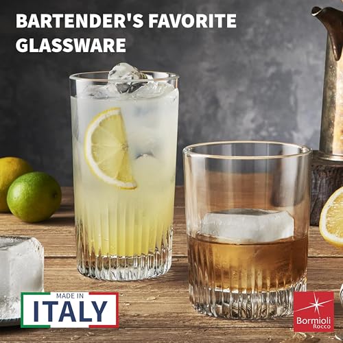 Bormioli Rocco Graphics Beverage Cooler Glasses Set of 4 15.25 Oz - Clear