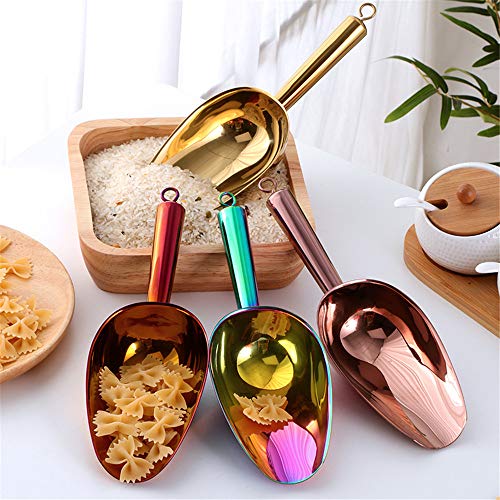 MAKABAKA Rose Gold Stainless Steel Ice Tongs & Scoop Set - Durable Food-Grade Kitchen Utensils for Bar & Party Use