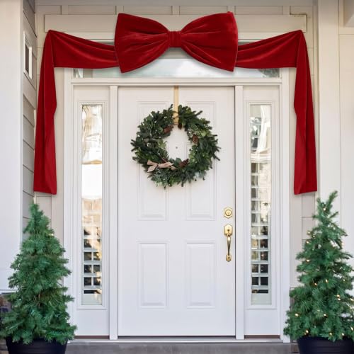 6 ft Oversized Red Velvet Christmas Bow Topper for Tree & Decor