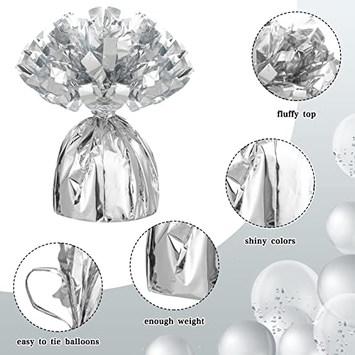 Dansib 36 Pcs Silver Metallic Balloon Weights Set – Heavy Cement Anchor Holders for Table Centerpieces