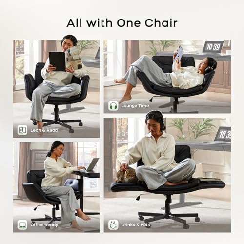 Wide Criss Cross Office Chair with Adjustable Armrests and Memory Foam