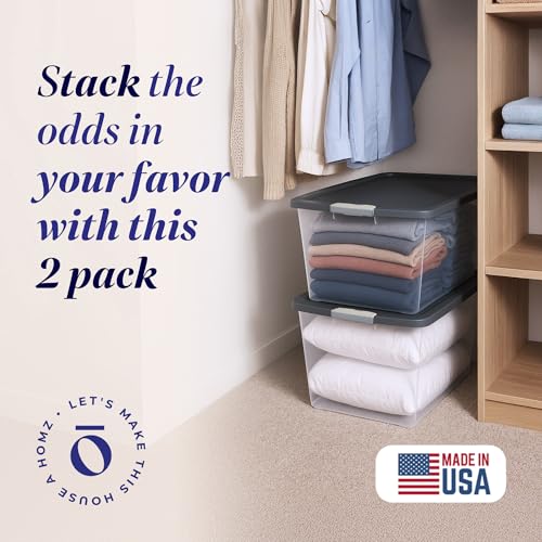 Clear Plastic Storage Bin with Latching Lid 64 Qt 2 Pack