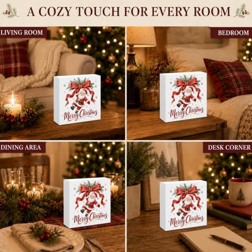 Christmas Wooden Sign Santa Claus Decor Holiday Wall Art