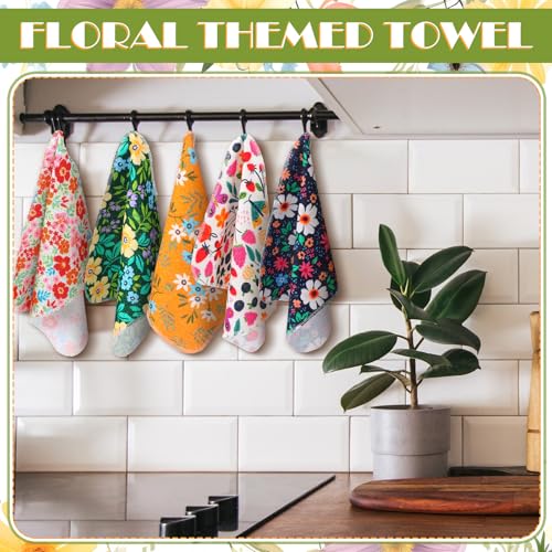 30 Pcs Reusable Paper Towels, Washable Cotton Flannel Kitchen Cloths, Floral