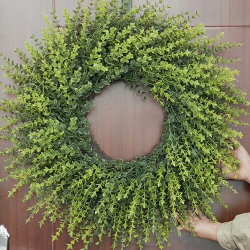 28-Inch Artificial Boxwood Wreath for Front Door, All-Season Greenery