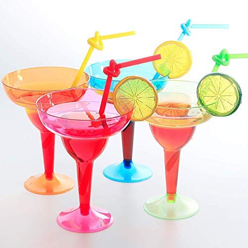 Supernal 36pcs Neon Plastic Margarita Glasses Bulk 12oz - Color Options