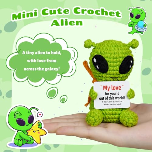 Handmade Crochet Alien Gift with Scarf - Funny Romantic Keepsake