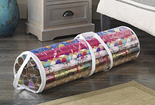 Clear Gift Wrap Organizer Zippered Storage for 25 Rolls