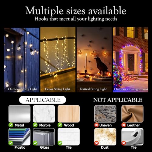 80Pcs Adhesive Outdoor String Light Clips - Heavy Duty Waterproof Cord Hooks
