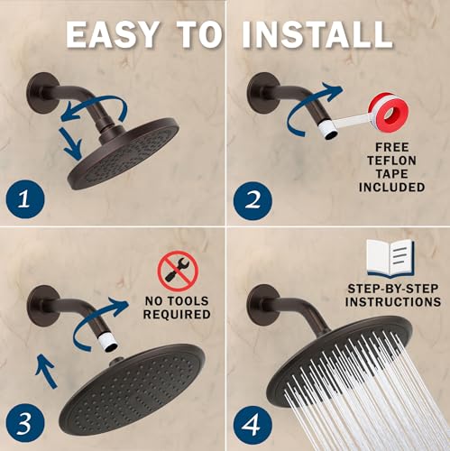 9-Inch Rainfall Showerhead, High-Flow Oil-Rubbed Bronze Shower Head