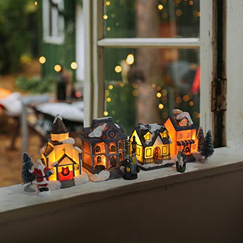 Christmas Village Set with LED Lights & Figurines Indoor Holiday Decor