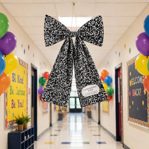 Large Back to School Composition Notebook Wreath Bow Door Hanger (28x19 In)
