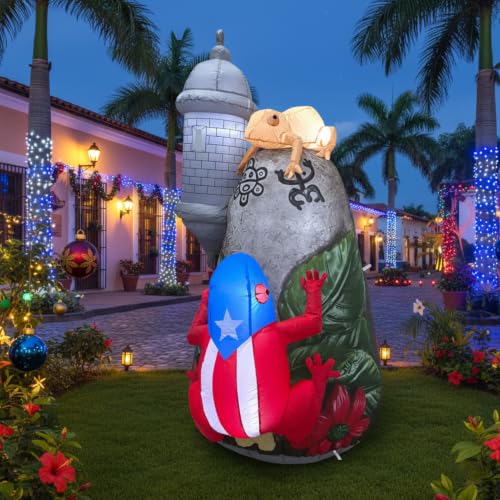 JULYSVE Puerto Rico Christmas Inflatables with Coqui Frog, 5FT Yard Decor - PR Inflatables 1
