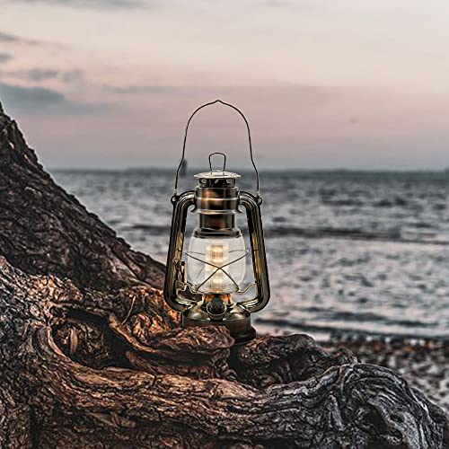 Vintage LED Lantern - Battery Operated Metal Hanging Light