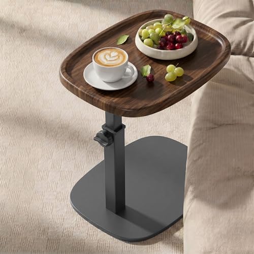 Adjustable Height C-Shaped Side Table, Small End Table for Sofa and Bed