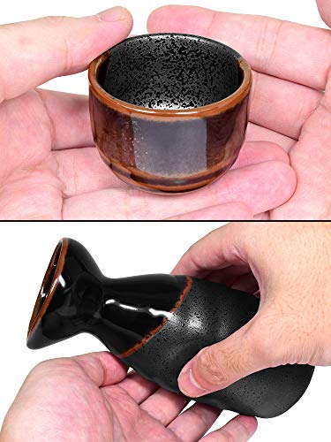 Japanese Sake Set Ceramic 5-Piece Black Kuro Oribe Gifu Japan