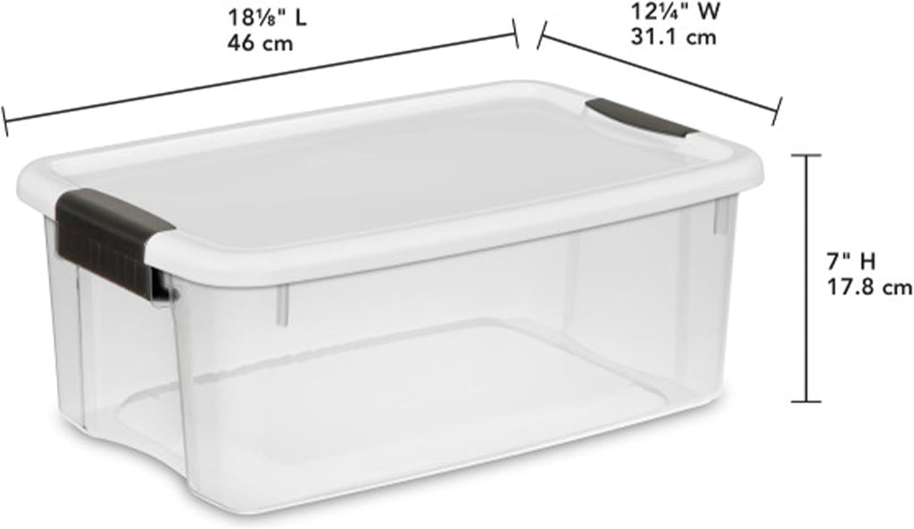 Sterilite 12-Pack Ultra Latching Storage Bins - Clear Plastic 18 Quart Organizing Containers for Home & Office