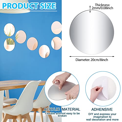 24-Piece 8-Inch Acrylic Round Mirror Set for Wall Decor and Table Centerpieces