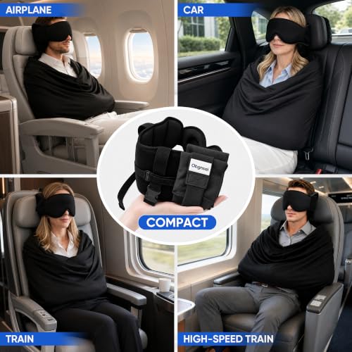 3-in-1 Travel Pillow Set with Eye Mask and Neck Support