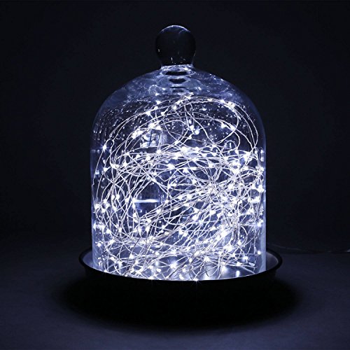 BXROIU 2 x 50LED Fairy Lights Battery Operated Silver Wire 16.4Ft Cool White for Bedroom & Holiday Decor