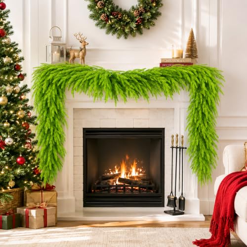 8.85ft Lime Green Artificial Norfolk Pine Garland for Christmas Decor