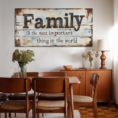 Family Quotes Canvas Wall Art - Rustic Farmhouse Decorative Print