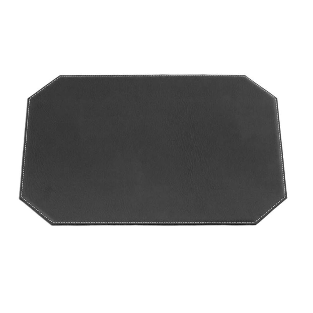 Dacasso Black 17" x 12" Leatherette Cut Corner Placemat