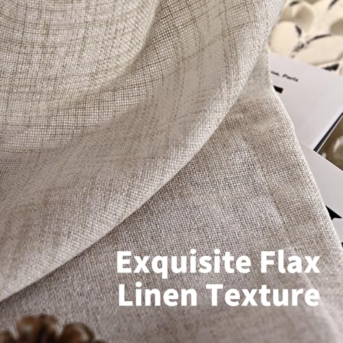 Linen Semi Sheer Curtains 52x63 Inch - Light Filtering Grommet Drapes, 2 Panels