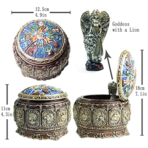 Vintage Zodiac Music Box with Rotating Goddess LED Lights